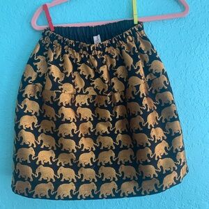 Crewcuts 12 Elephant Print Black and Gold Skirt girls 20s party